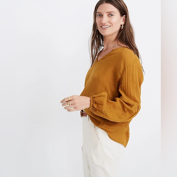 Madewell Shirred Neck Balloon Sleeves - Picture 3 of 10